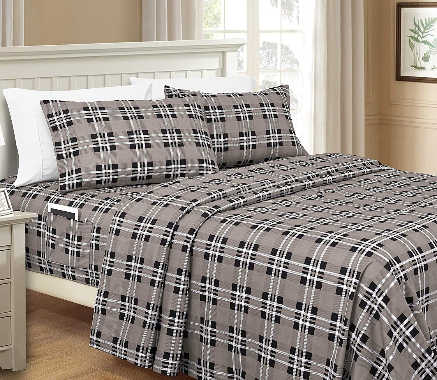 Elegant Comfort Lilliana Plaid 6-Piece Sheet Set for Cozy Sleep