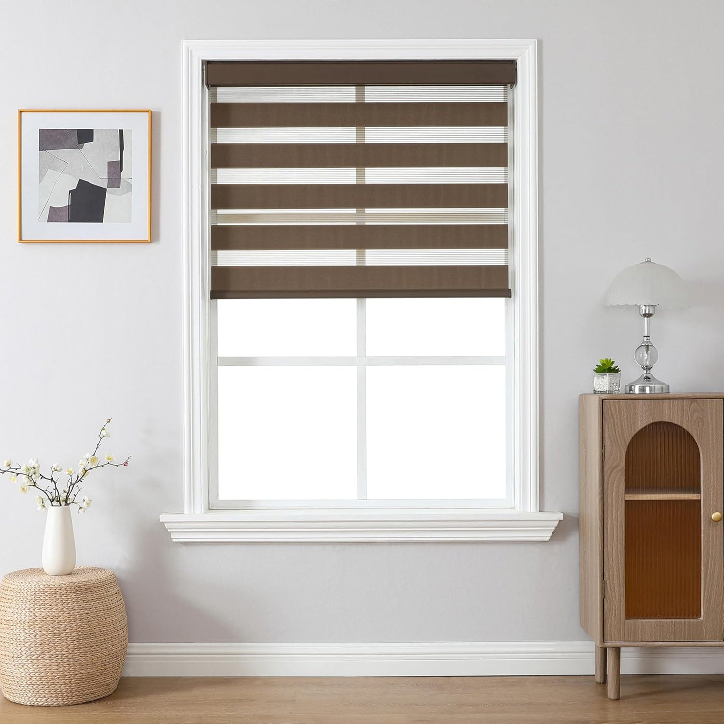 Joydeco Cordless Zebra Blinds for Windows - Dual Layer Light Control