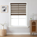 Cordless Zebra Blinds for Windows Coffee 32in x 75in - Dual Light