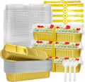 200Pack Gold Mini Cake Pans Disposable Mini Loaf Pans with Lids