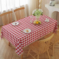 Red Checkered Tablecloth Rectangle Cotton Linen Blend - Classic