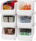 Large Plastic Organizer Bins 14.75 in x 8 in x 7 in 6-Pack - Stackable