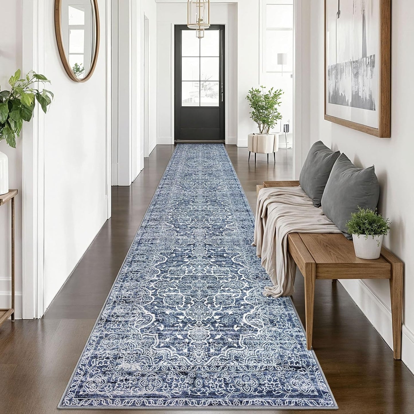 KUTA Vintage Washable Runner Rug 2.6x14 for Hallways and Kitchens