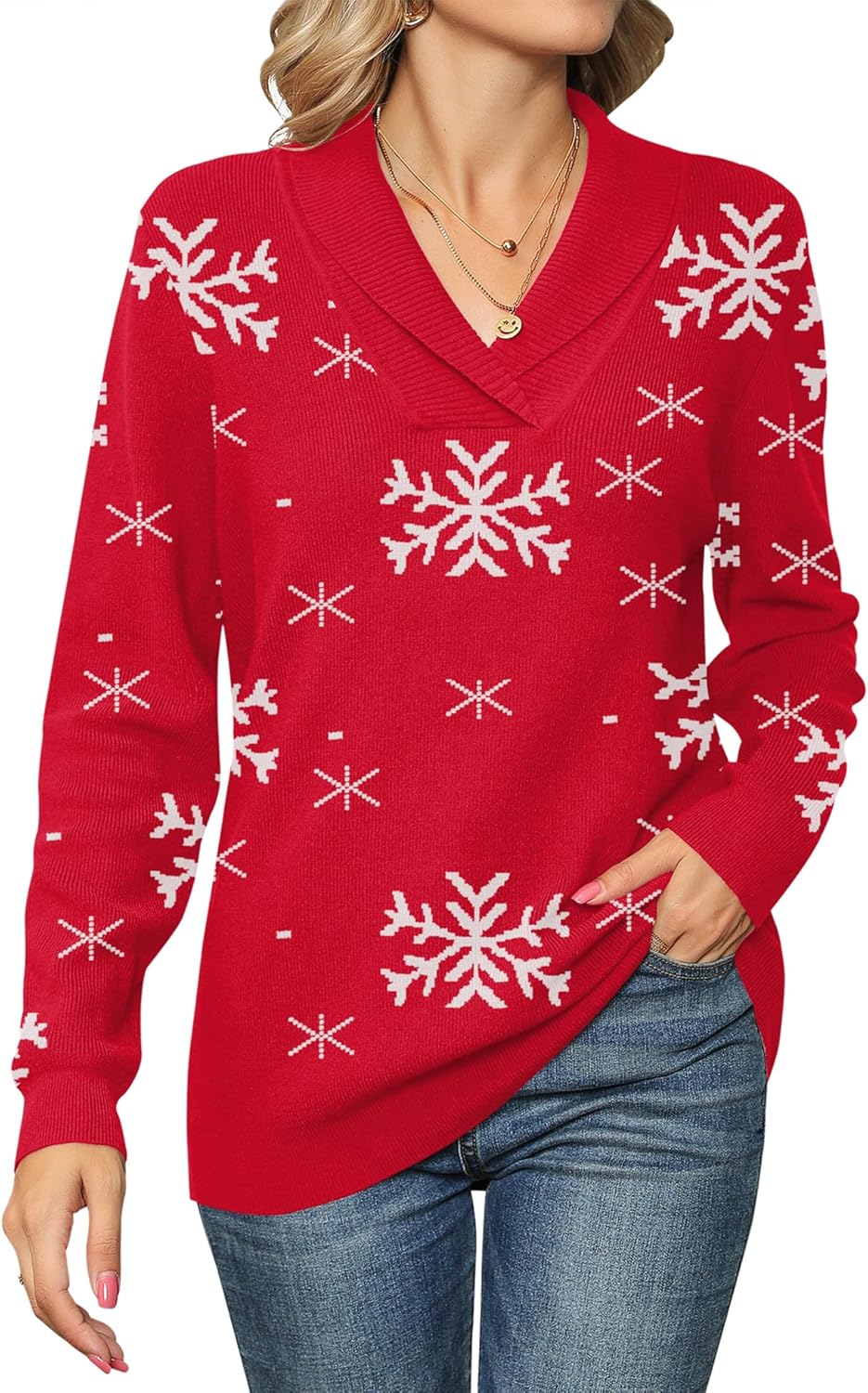 Ivicoer Women Long Sleeve V Neck Pullover Sweater for Style