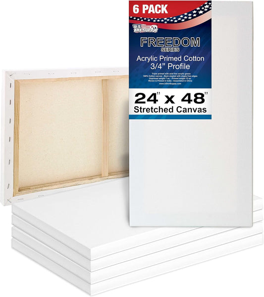 Professional 24 x 48 inch Stretched Canvas 6-Pack for Artists