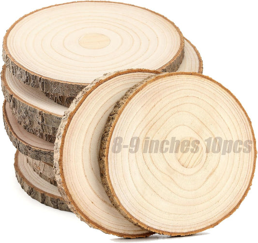 10 pcs Large Unfinished Wood Slices for Rustic Decor Projects