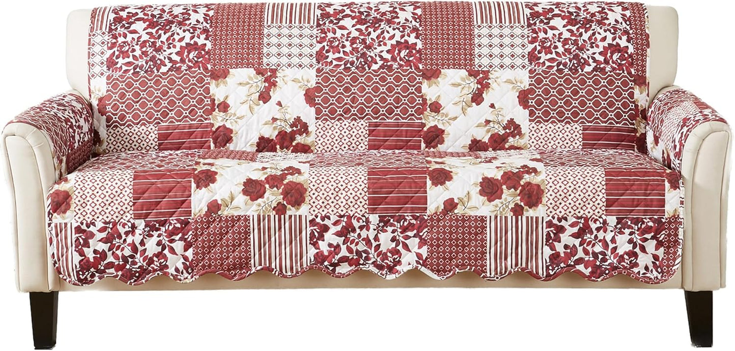 Great Bay Home Patchwork Scalloped Sofa Cover for Protection