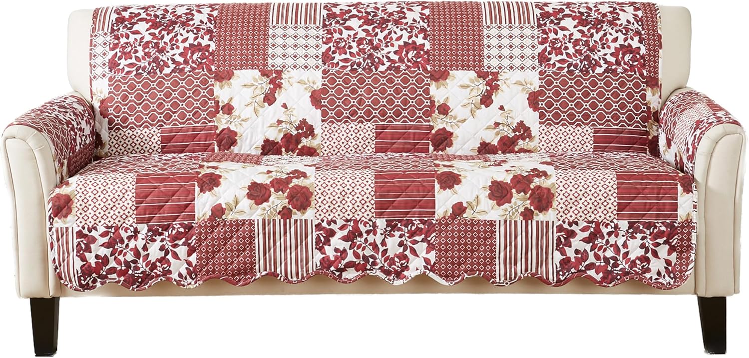 Great Bay Home Patchwork Scalloped Sofa Cover for Protection