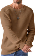 Men's Waffle Textured Crewneck Pullover Sweater - Oversize Casual