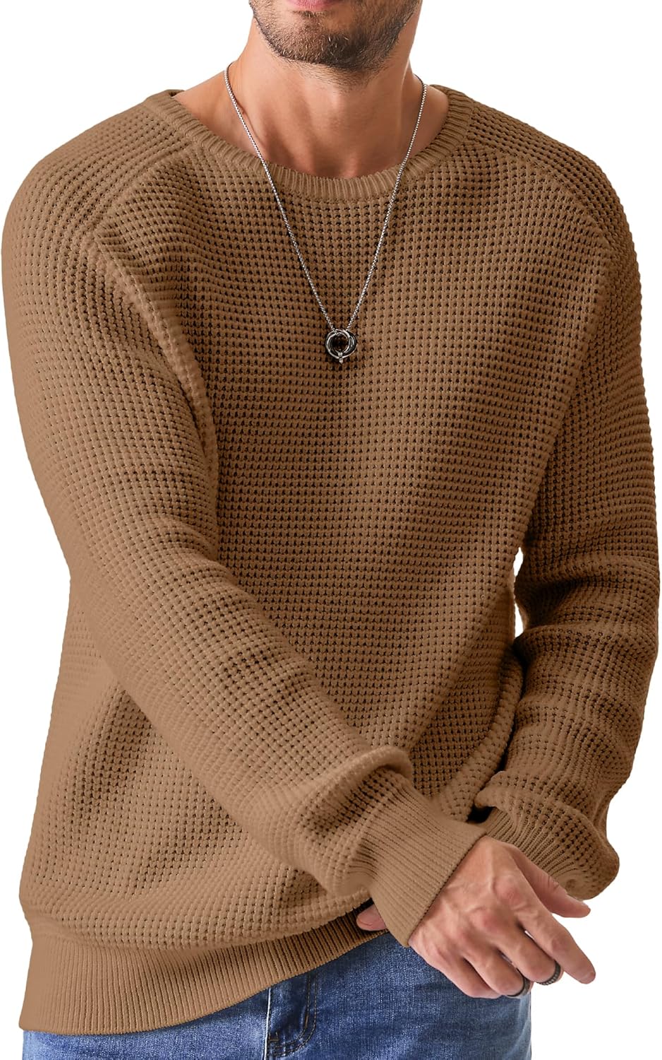 JMIERR Men's Crewneck Pullover Sweater for Casual Style