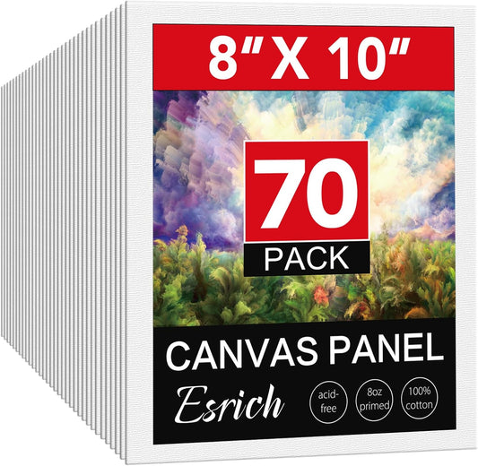ESRICH 8x10 Canvases for Painting - 70 Pack Canvas Boards