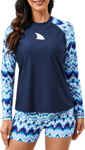 Womens Two Piece Long Sleeve Rash Guard Set - Built-in Bra UPF50