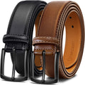 Men Leather Golf Belt 2Pack - KEMISANT Genuine 1 3/8ft Dress Casual