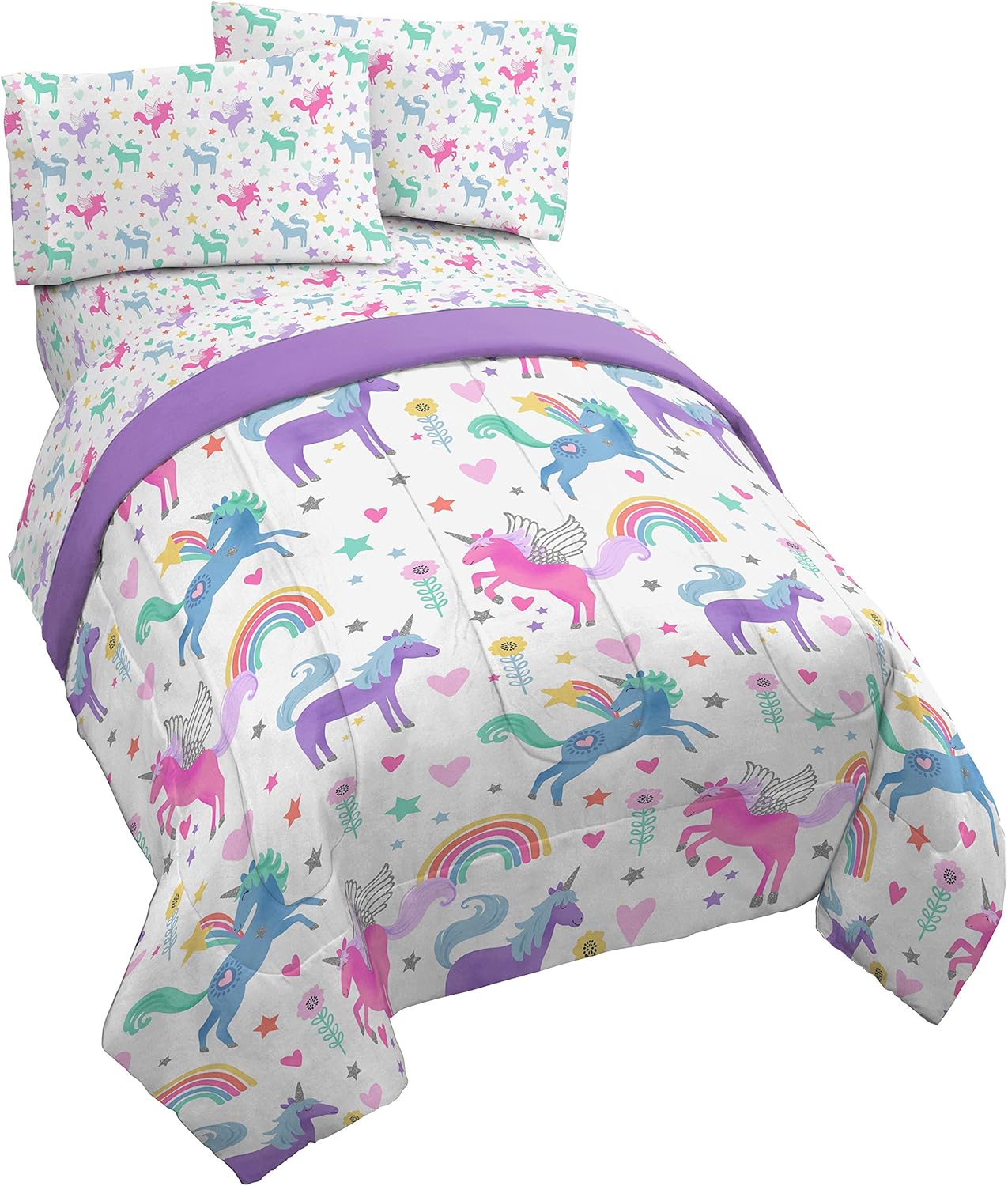 Jay Franco Unicorn Rainbow Twin Bed Set - Soft Microfiber Comfort
