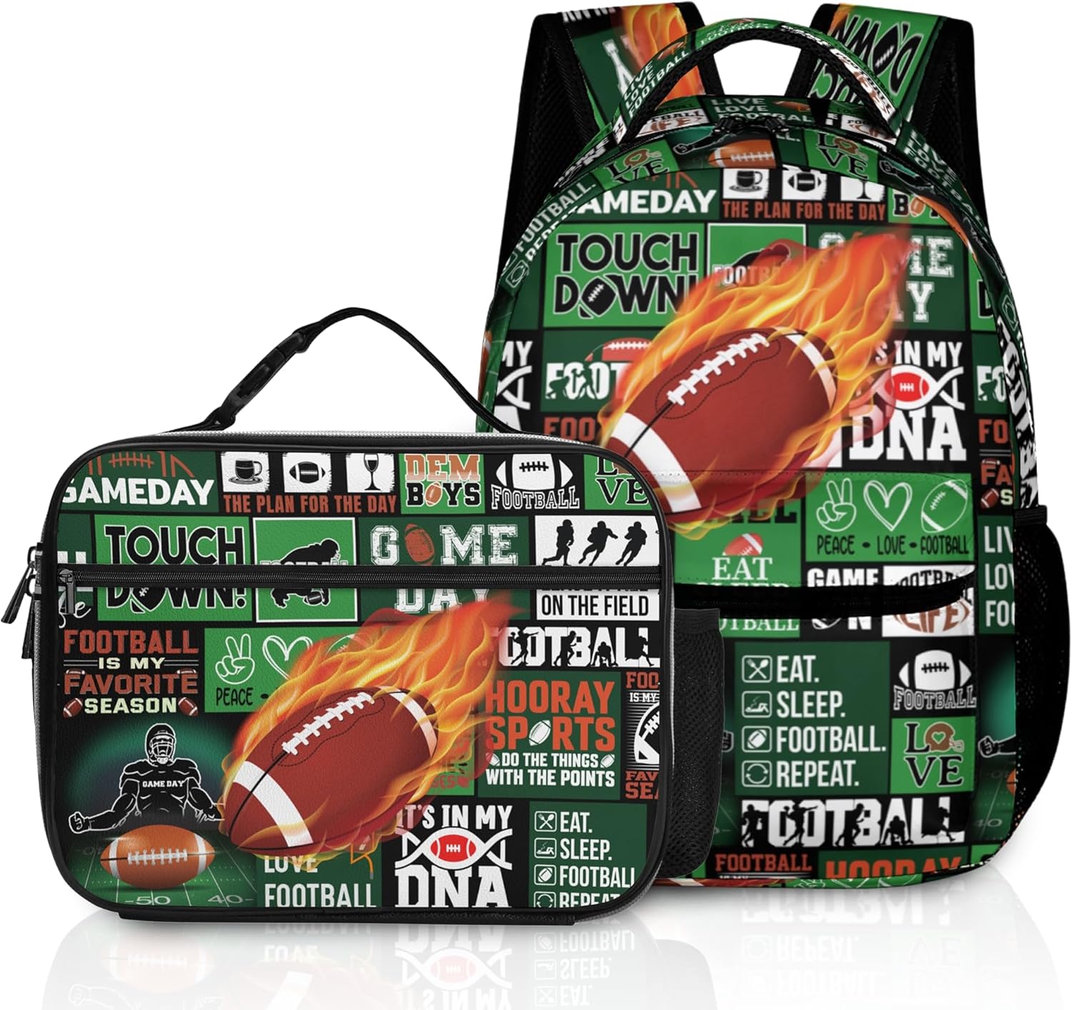 American Football Backpack Set with Lunch Box for Travel Lovers
