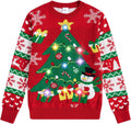 Kids Ugly Christmas Sweater LED Light-Up Pullover Jumper 7-14 Years