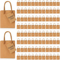 Mini Gift Bags Bulk - 100 Pack Brown Paper Bags with Tags