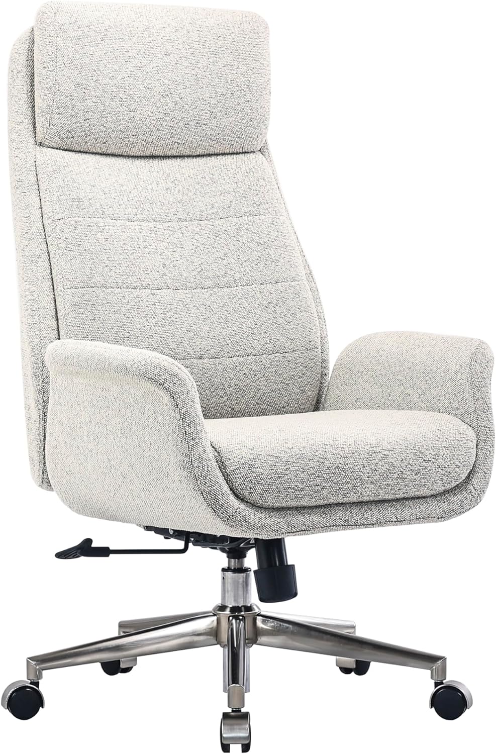 Realspace Modern Comfort High-Back Executive Chair, Light Sand, Luxurious Boucl Fabric