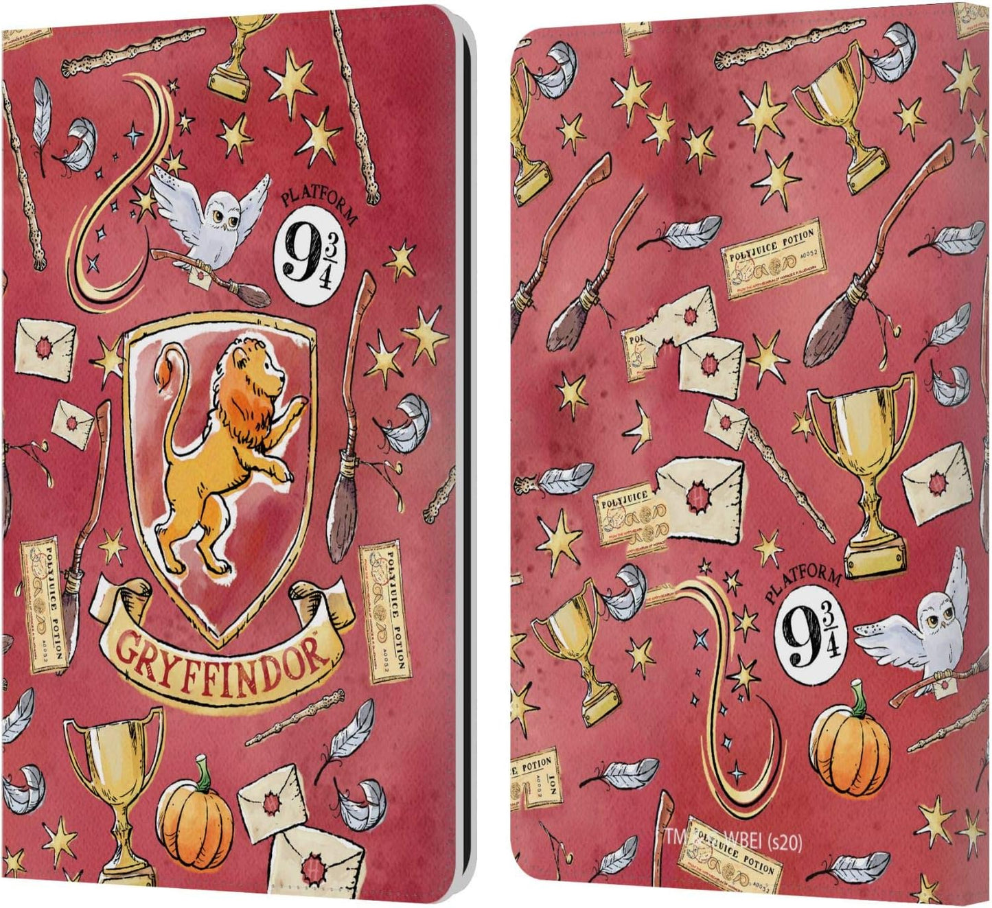 Harry Potter Gryffindor Pattern Leather Wallet Case for Kindle