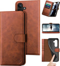Compatible with Samsung Galaxy S25 Leather Wallet Case Light Brown
