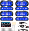 BooYu 8-pcs Sync LED Emergency Strobe Lights - Ultra Slim Grille Mount