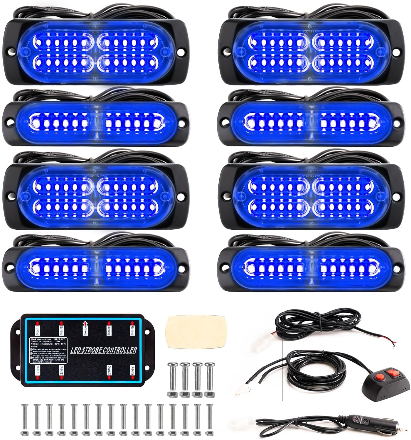 BooYu 8-pcs LED Emergency Strobe Lights for Vehicles and Trucks