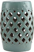 Ceramic Garden Stool 13 x 18 in Woven Lattice - Durable Accent Seat