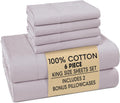 100% Cotton King Size Percale Sheets Set with 4 Pillowcases - Crisp