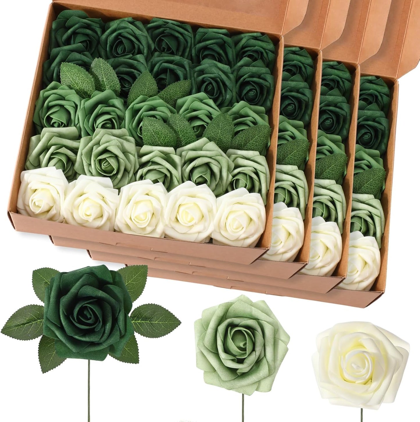 100 Pieces Artificial Foam Rose Flowers for Wedding Decor