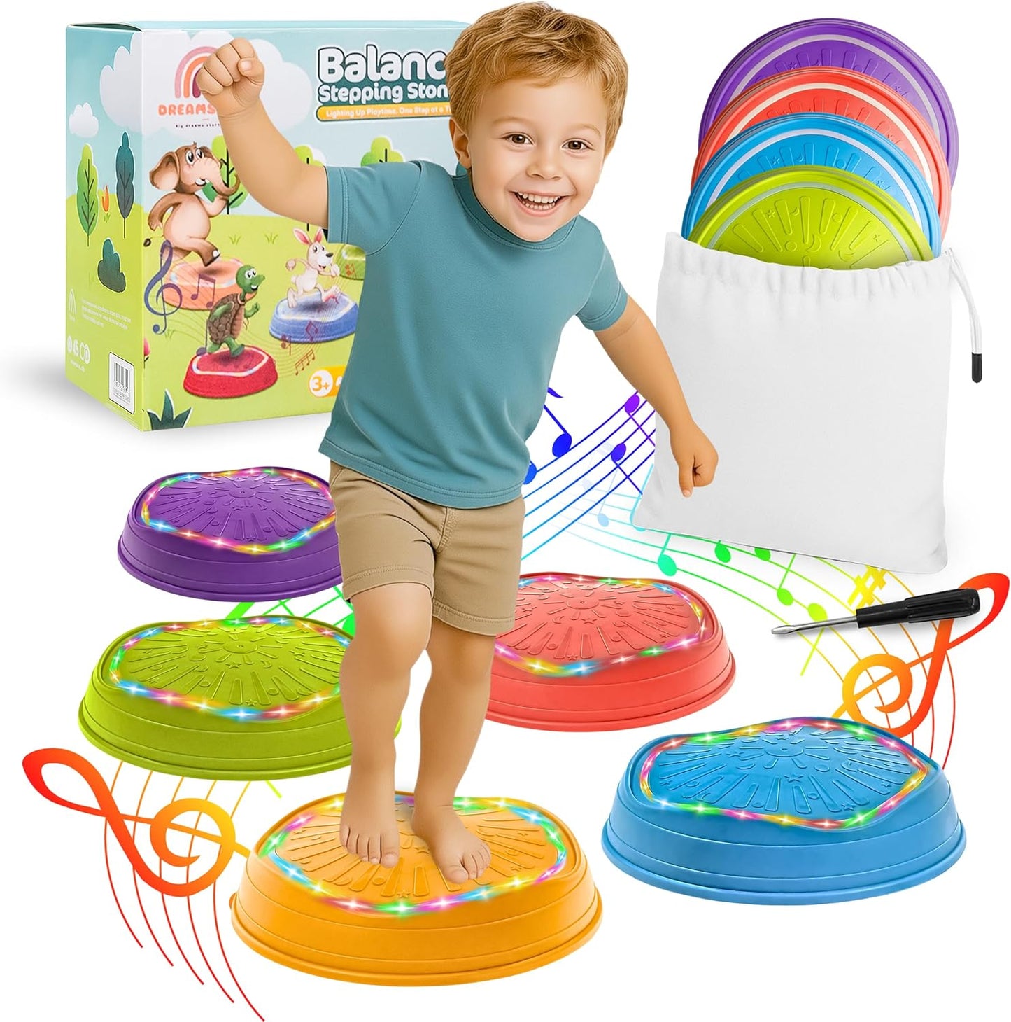 DREAMSCAPE KIDS Glow-in-The-Dark Musical Balance Stepping Stones