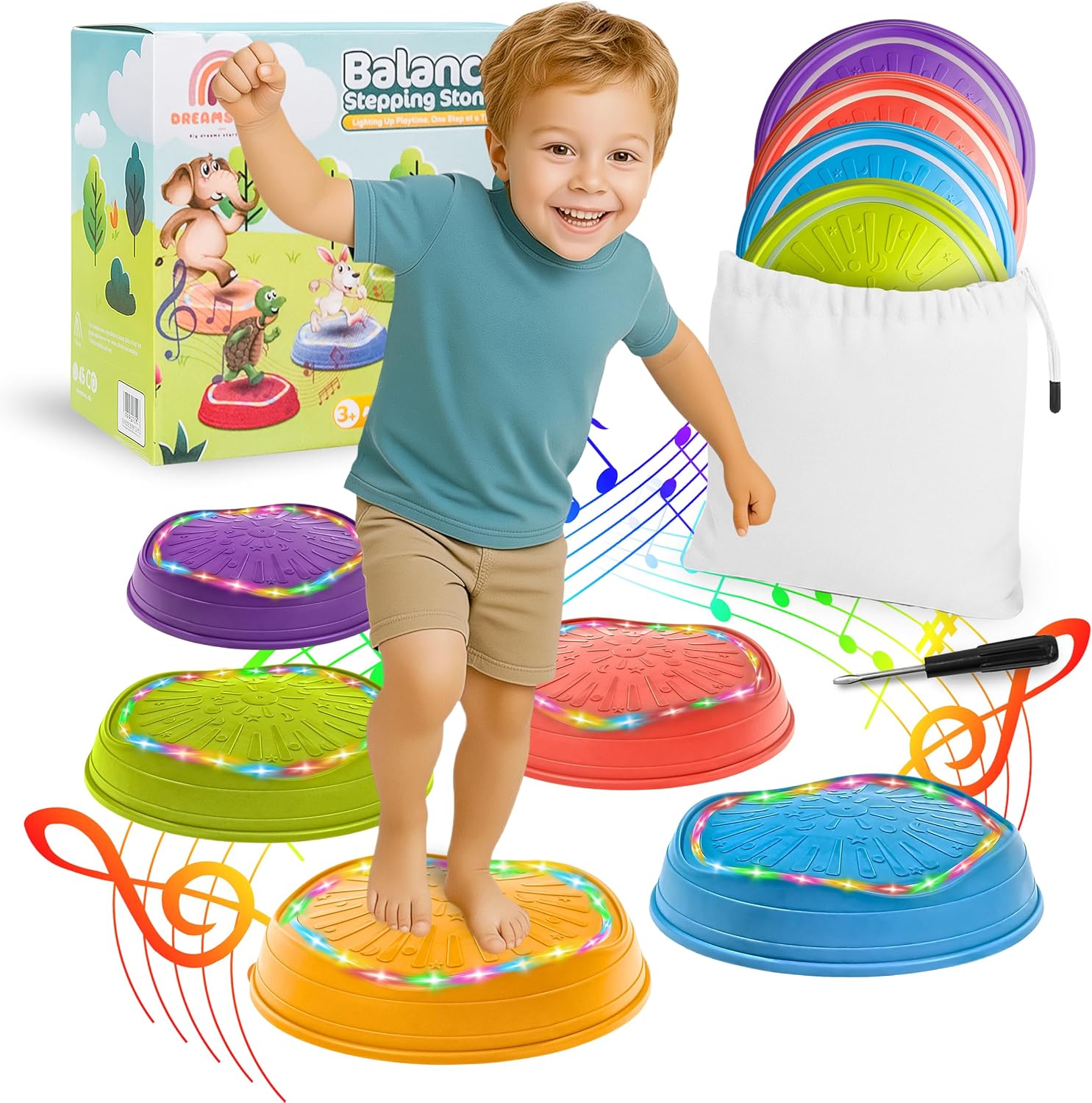 DREAMSCAPE KIDS Glow-in-The-Dark Musical Balance Stepping Stones