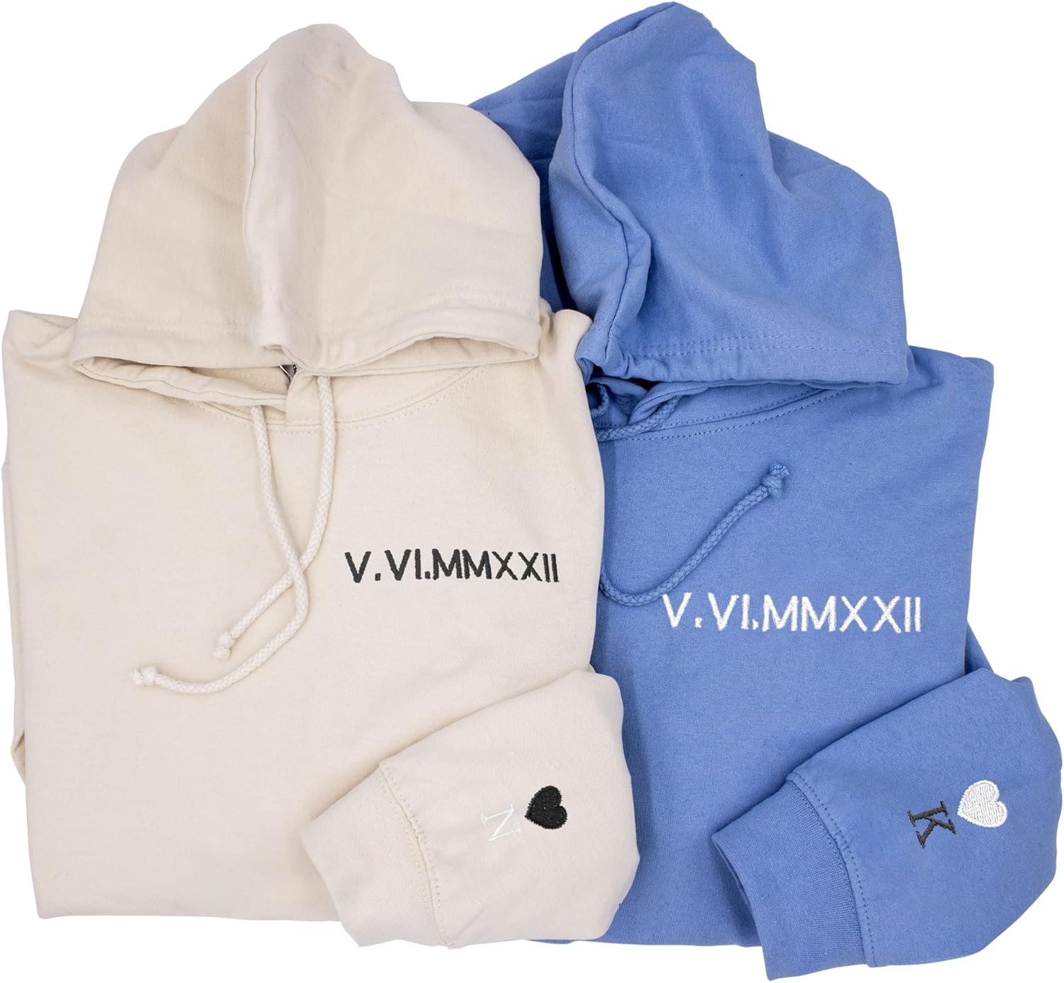 Personalized Roman Numeral Hoodie Set - Couple's Matching Gift