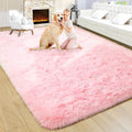 Fluffy 7x10 Area Rug Shaggy Pink for Living Room - Soft Thick Plush