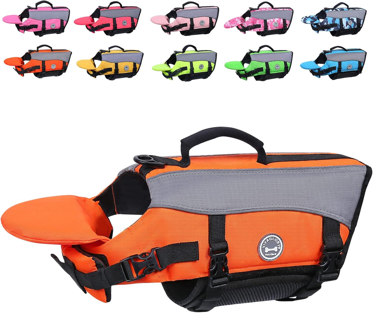 VIVAGLORY Front Float Dog Life Vest for Swimming & Boating