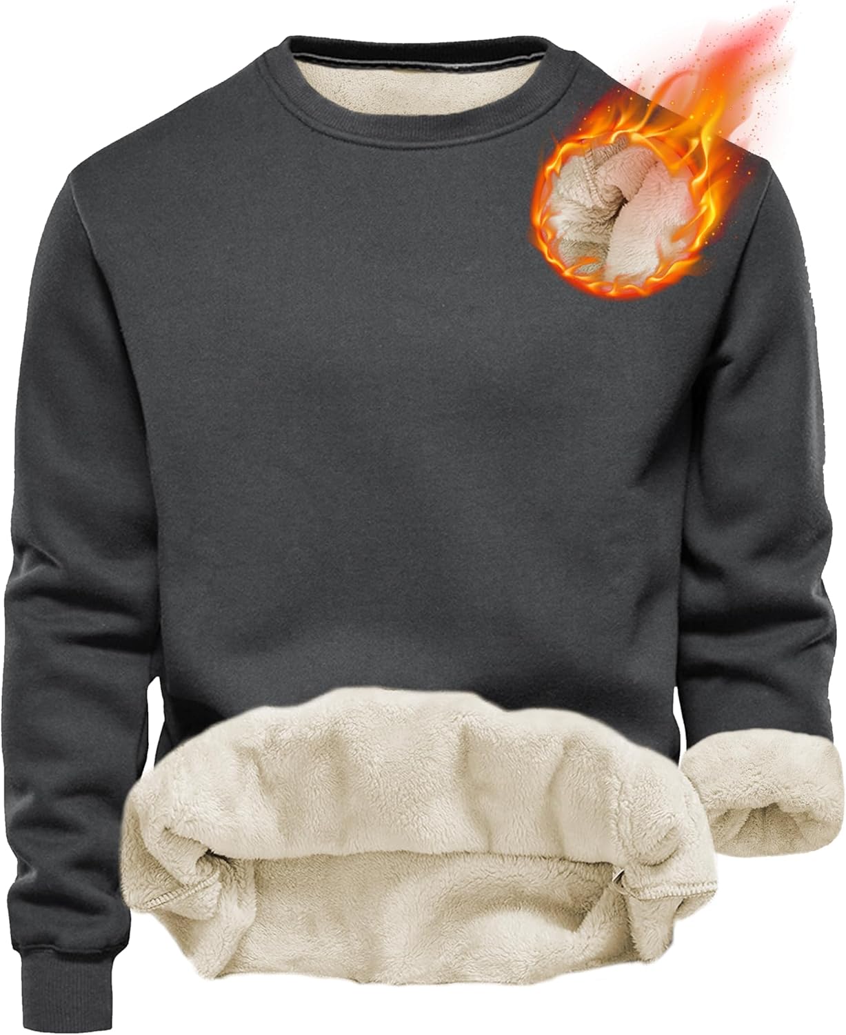 Yeokou Men's Fleece Sweatshirt Sherpa Lined for Winter Comfort