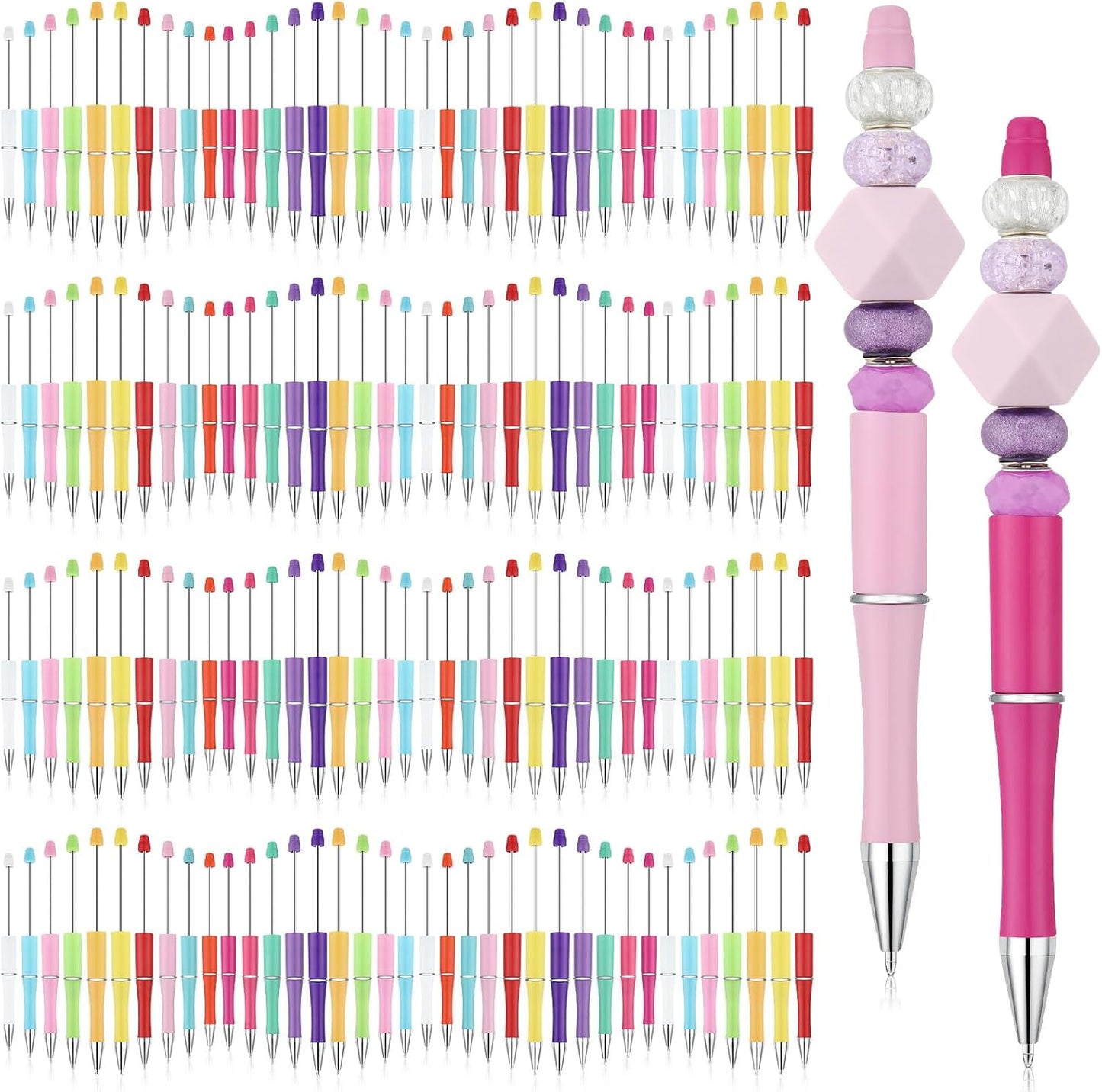 Kosiz 150 Pieces Plastic Beadable Pens for DIY Crafting Fun