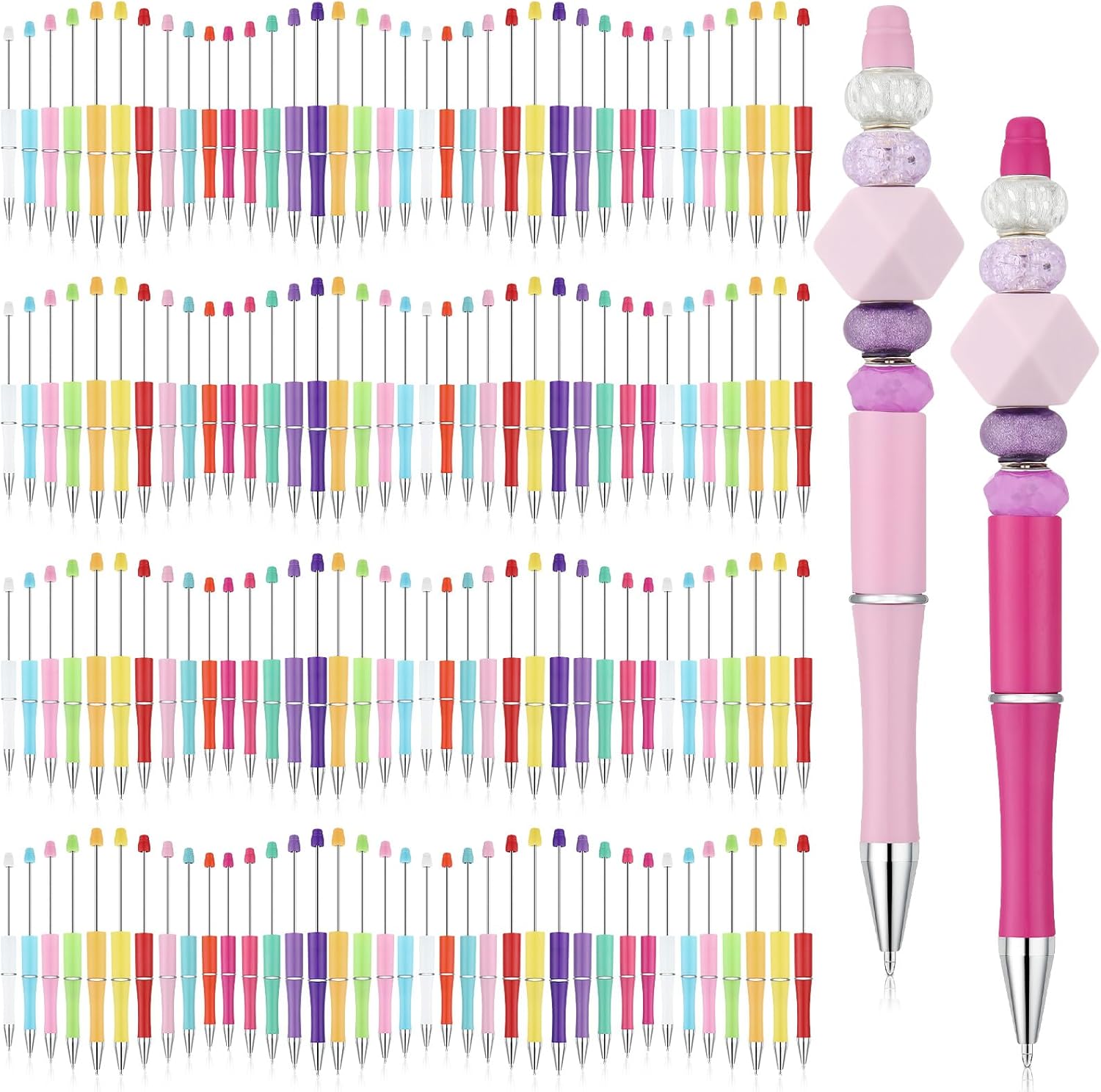 Kosiz 150 Pieces Plastic Beadable Pens for DIY Crafting Fun