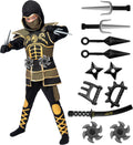 Golden Ninja Costume for Boys Kids - Durable Halloween Ninja Set