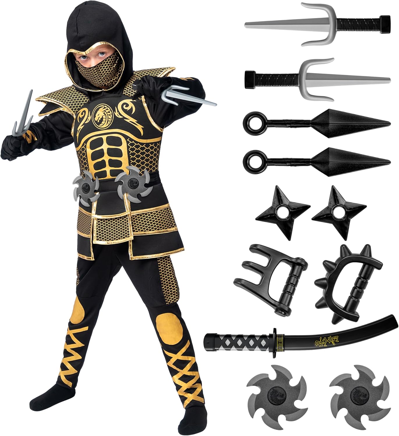 Golden Ninja Costume for Boys - Perfect for Halloween Fun