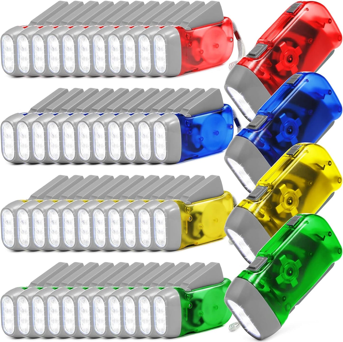 48 Pcs Hand Crank Flashlight No Battery Required for Outdoors