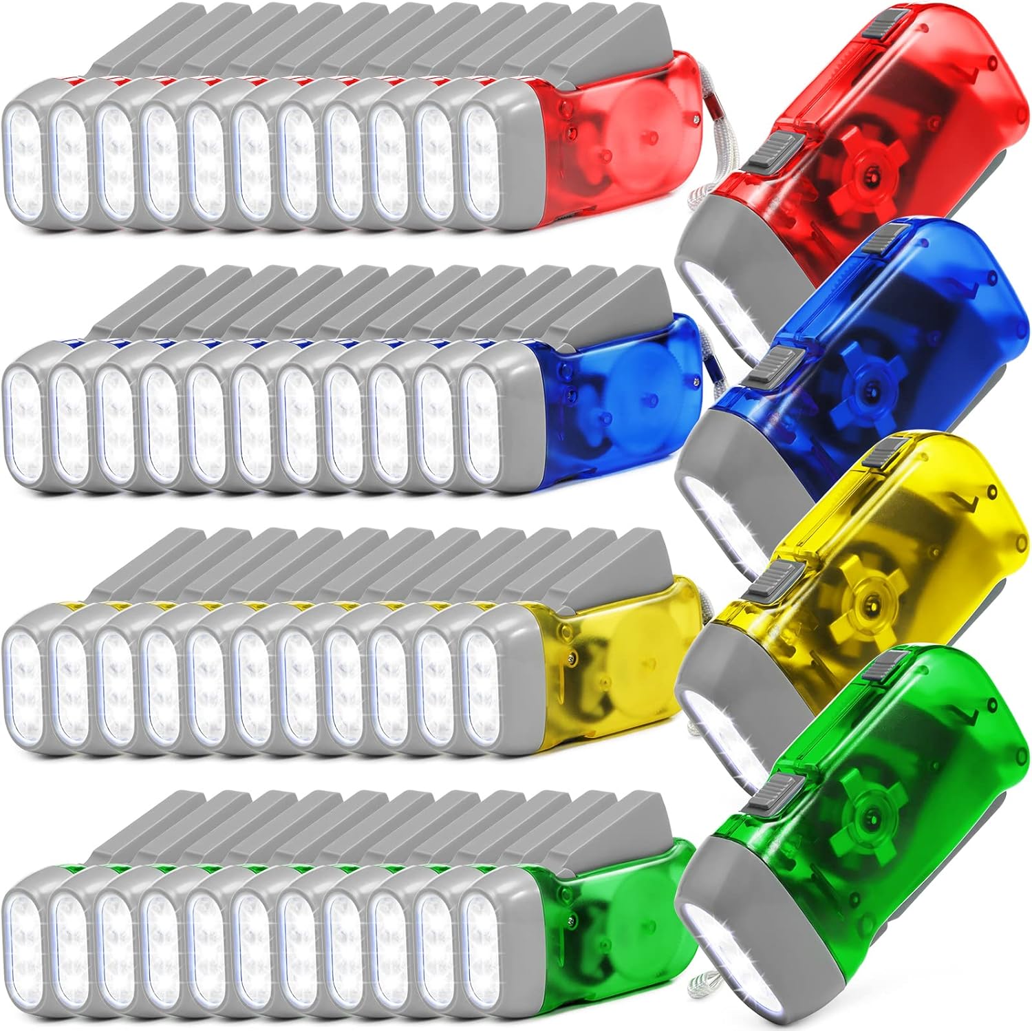 48 Pcs Hand Crank Flashlight No Battery Required for Outdoors