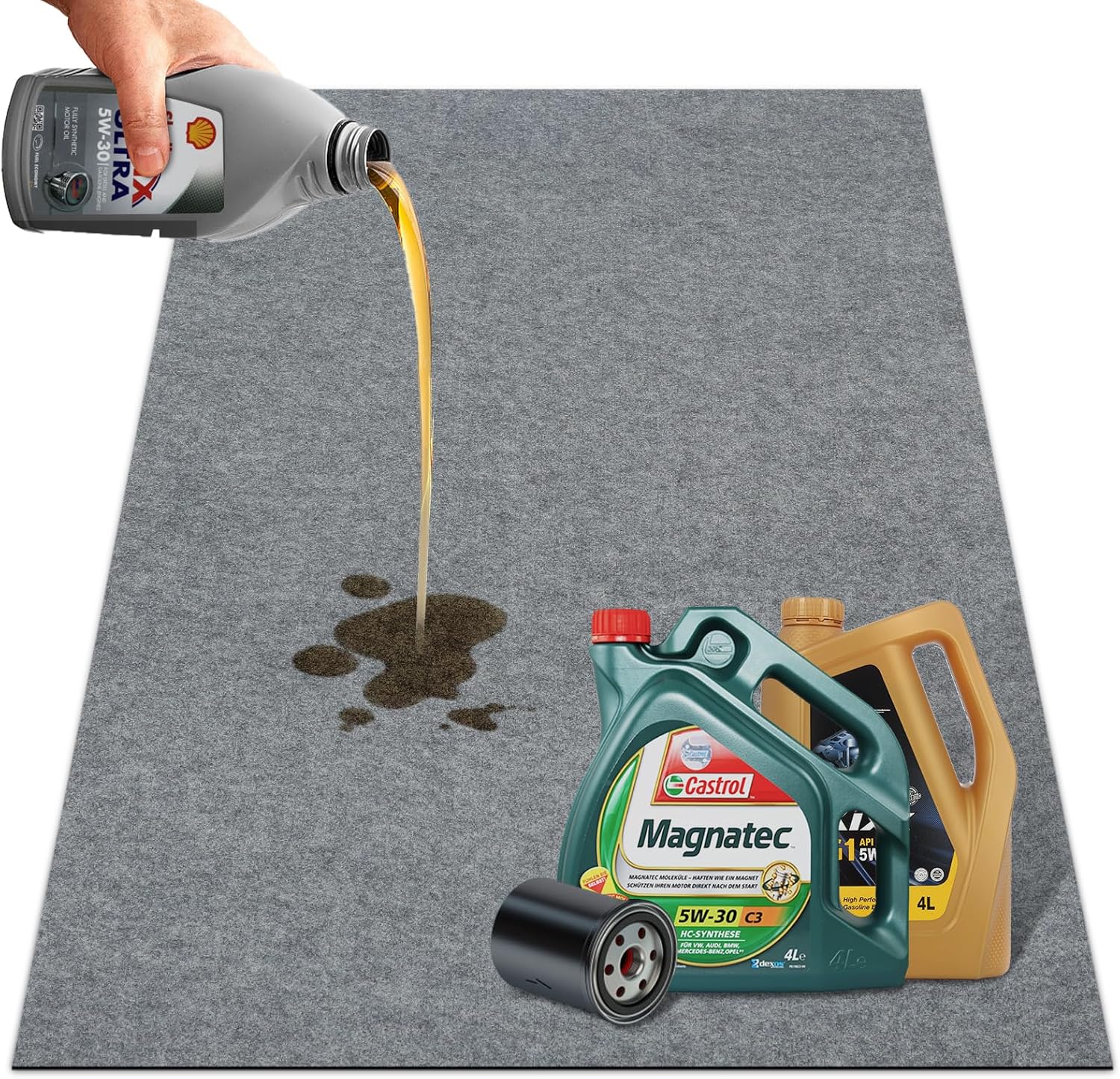 Oil-Spill Absorbent Garage Mat - Protects Floors!
