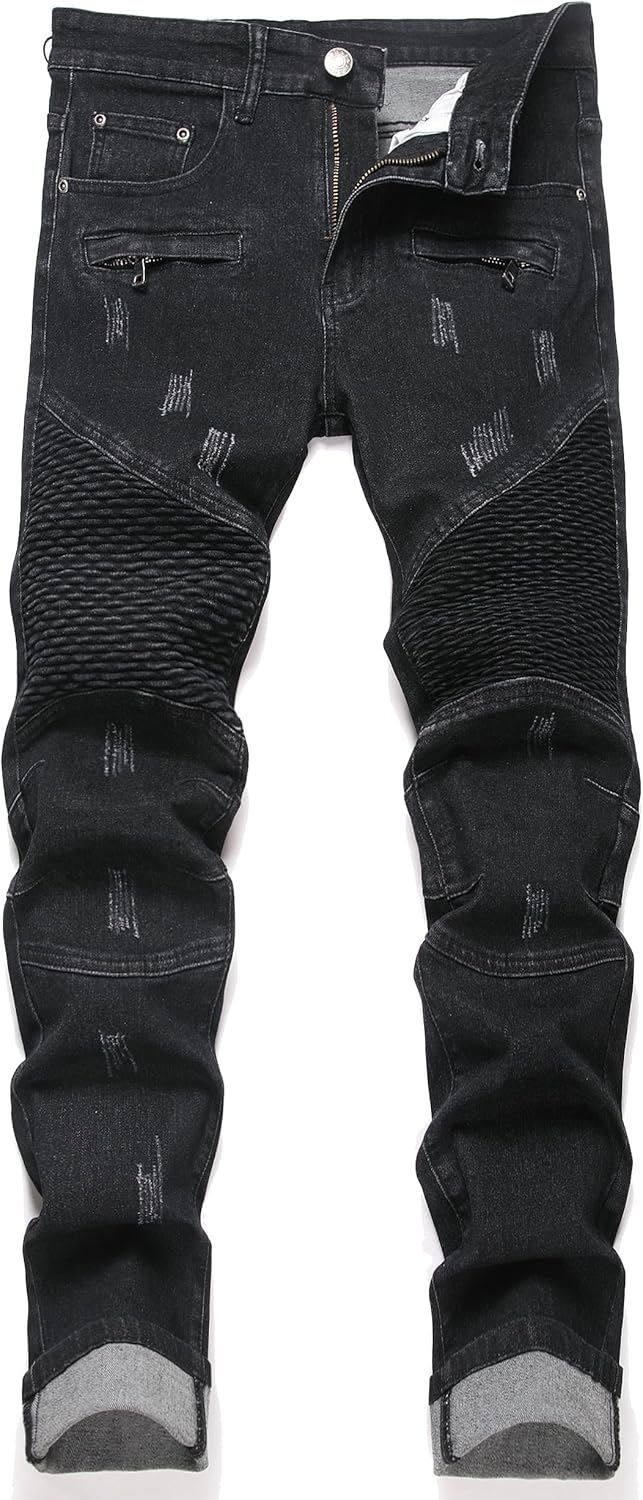 RXXKKK Men's Classic Zipper Biker Regular Fit Flex Jean Review