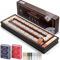 Upgraded Wooden 4-Track Cribbage Board Game - Portable Magnetic