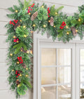 Pre-lit Christmas Garland 9FT with 100 Warm Lights - Cozy Frosted Pine