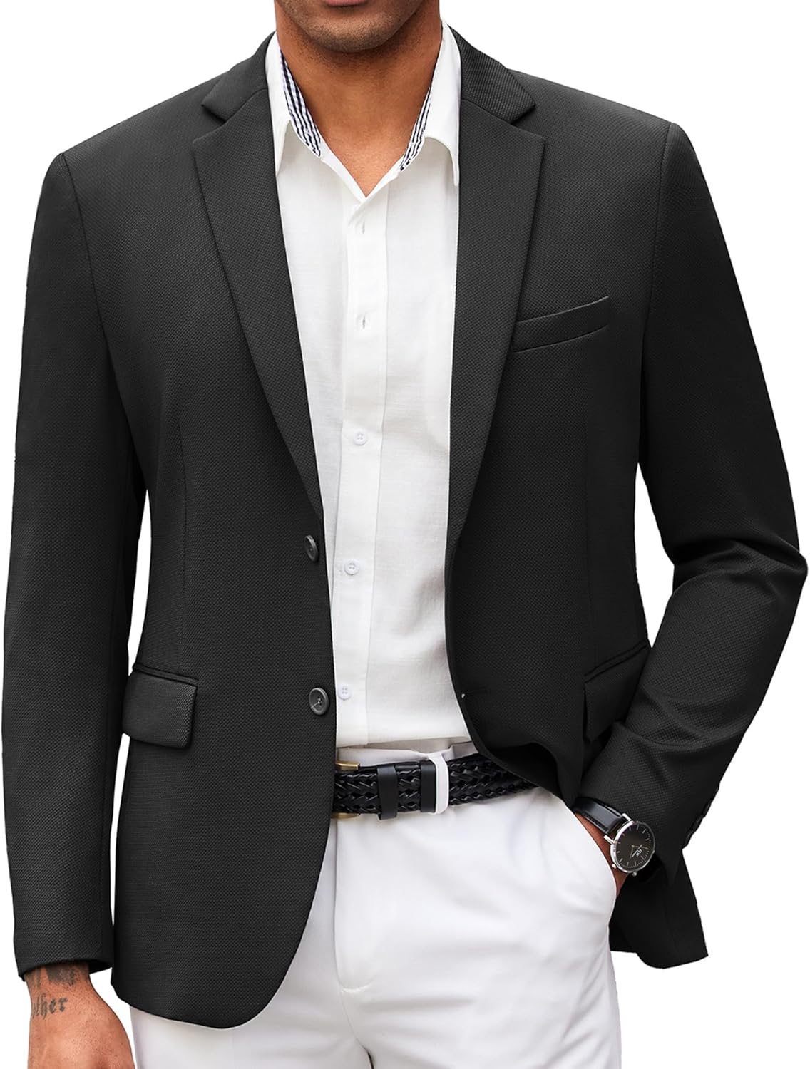 COOFANDY Mens Casual Blazer Slim Fit Lightweight Knit Jacket