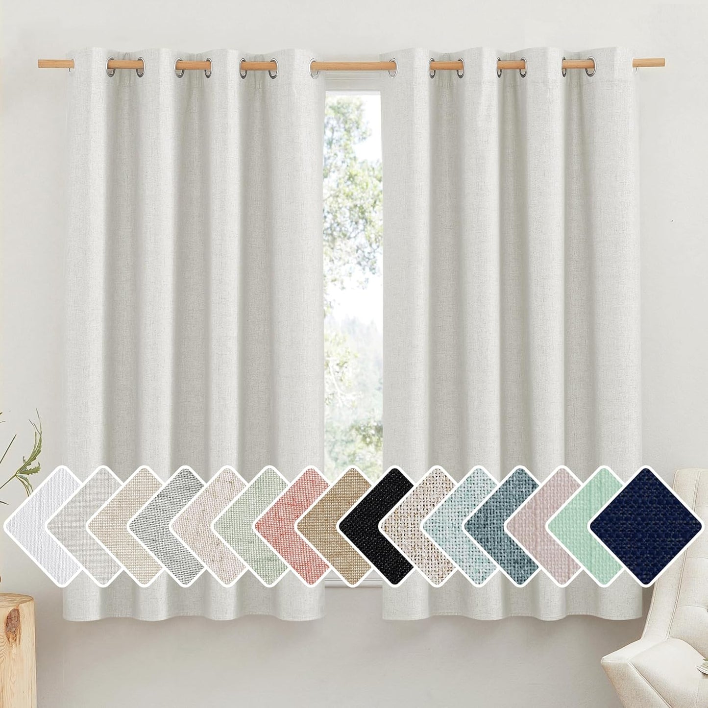 NICETOWN 100% Blackout Linen Curtains for Elegant Home Decor