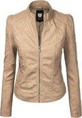 Lock and Love Slim Fit Vegan Leather Moto Jacket for Trendy Looks