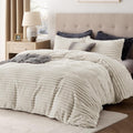 Bedsure Fluffy Duvet Cover Set Queen - Cozy Ribbed Flannel