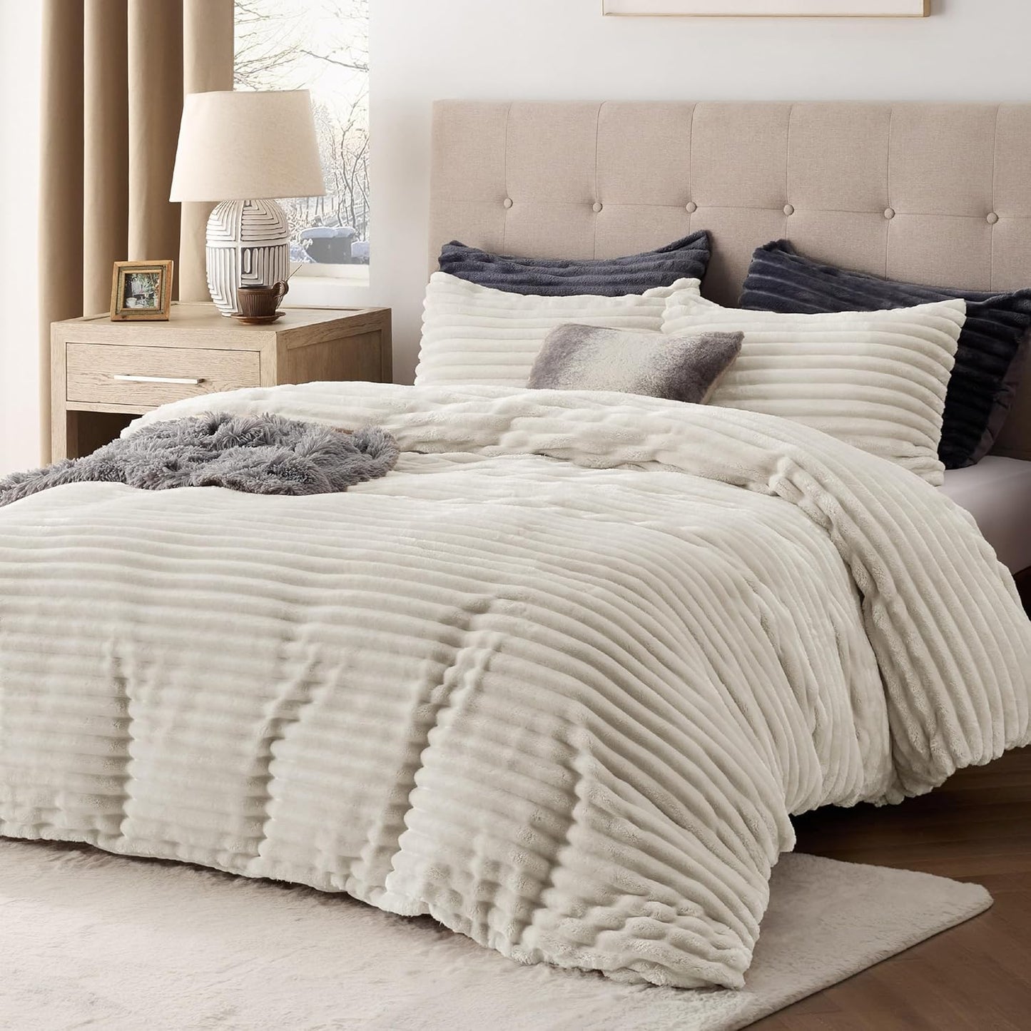 Fluffy Duvet Cover Set - Ultra Soft Plush Shaggy Comforter